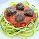 Spicy Tomato Zucchini Noodles [Zoodles] with Kafta Meatballs